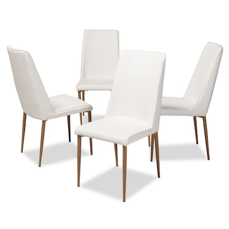 Baxton Studio Chandelle Modern White Faux Leather Upholstered Dining Chair 146-8793